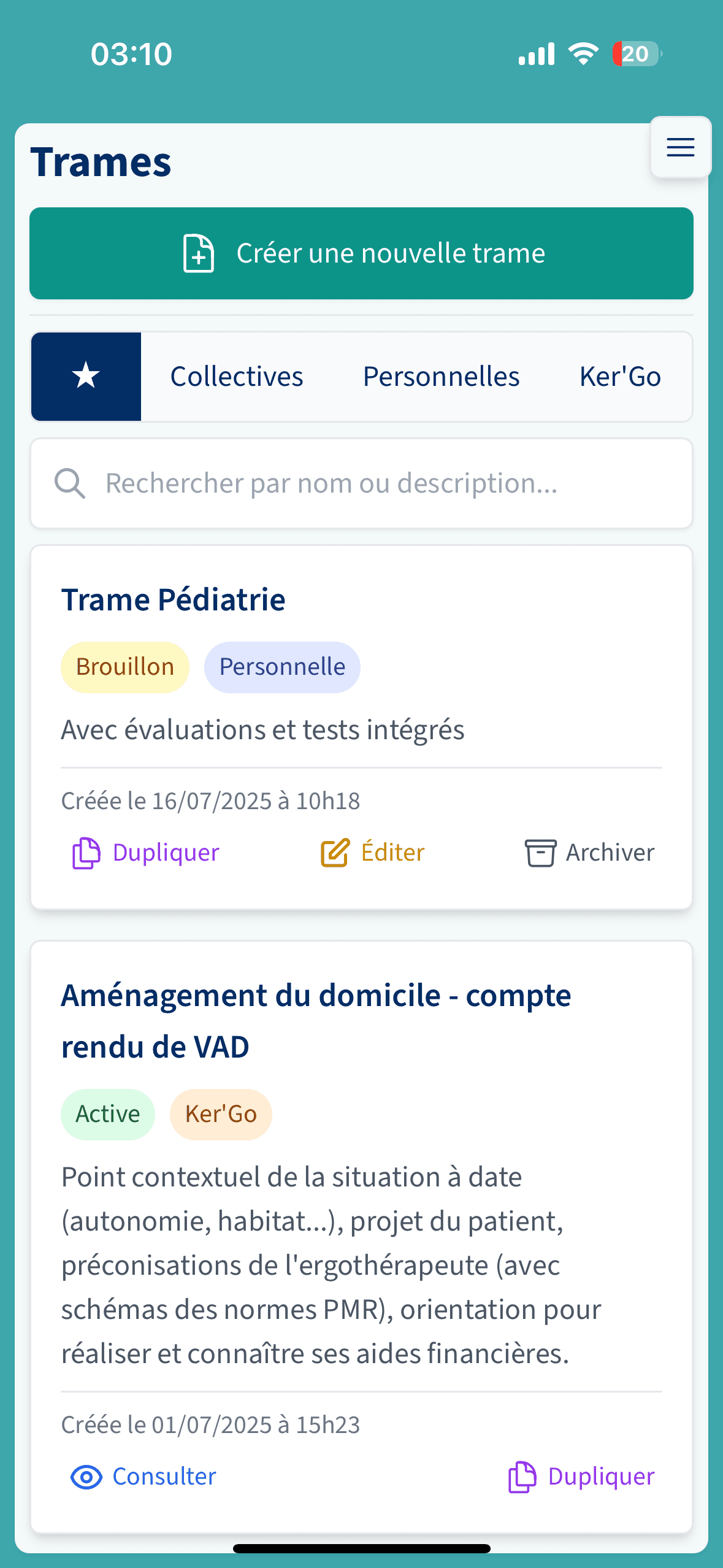 Bibliothèque de trames